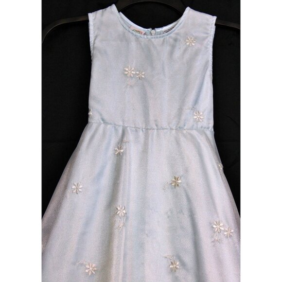 Green Dog Dress sz 8 Blue Wedding Flower Bow Shimmer Sheer Daisy Special Occasio - Picture 2 of 12